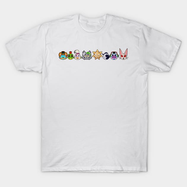 FNaF Security Breach Line Up T-Shirt by WhiteRabbitWeirdo